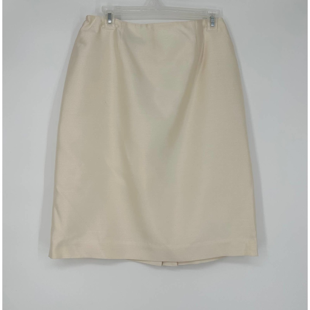 Rickie Freeman Teri Jon silk pencil skirt women’s size 8 cream